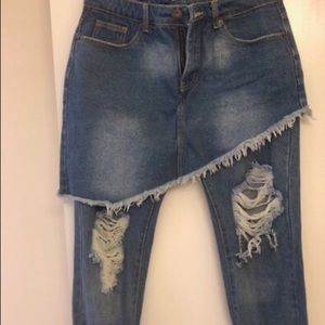 Denim sequin jeans